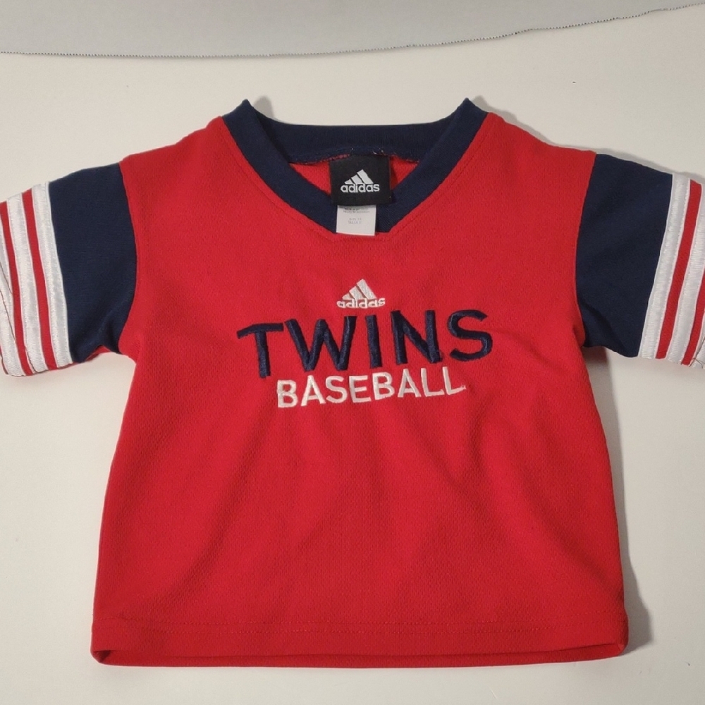 adidas Red and Blue Jersey with Striped Cuffs